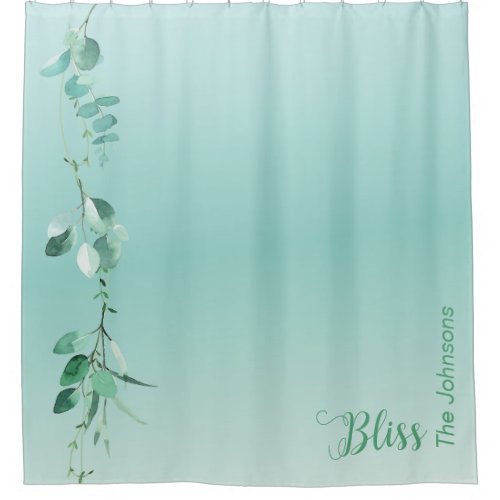 Elegant Eucalyptus Spa Bliss Family Name Shower Curtain