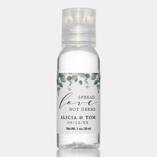 Elegant Eucalyptus Spread Love Not Germs Hand Sanitizer (Front)