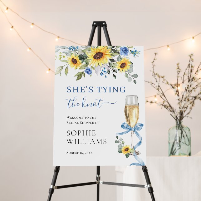 Elegant Eucalyptus Sunflower Bridal Shower Welcome Foam Board (In Situ (Stand))