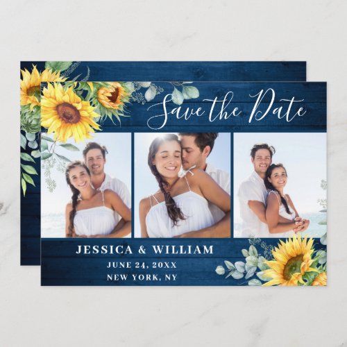 Elegant Eucalyptus Sunflower Floral Wedding Save The Date