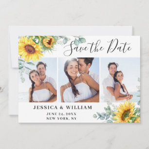 Elegant Eucalyptus Sunflower Floral Wedding Save The Date