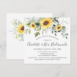 Elegant Eucalyptus Sunflower Foliage Bridal Brunch Invitation