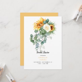 Elegant Eucalyptus Sunflower Tuscan Bridal Shower  Invitation