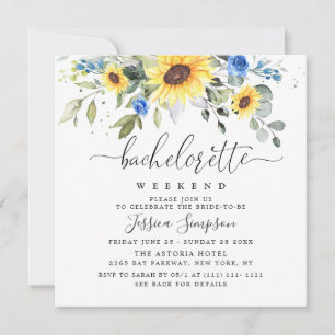 Elegant Eucalyptus Sunflowers Bachelorette Weekend Invitation
