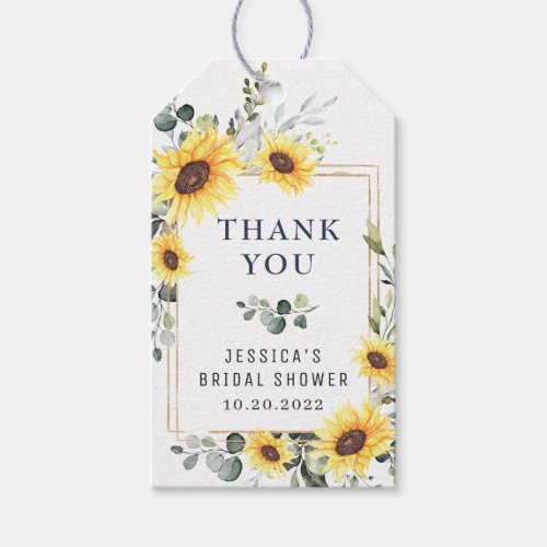 Elegant Eucalyptus Sunflowers Favor Thank You Gift Tags