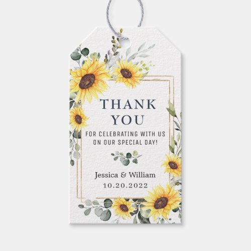 Elegant Eucalyptus Sunflowers Favor Thank You Gift Tags