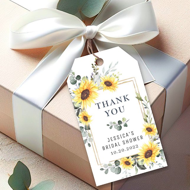 Elegant Eucalyptus Sunflowers Favor Thank You Gift Tags (Creator Uploaded)
