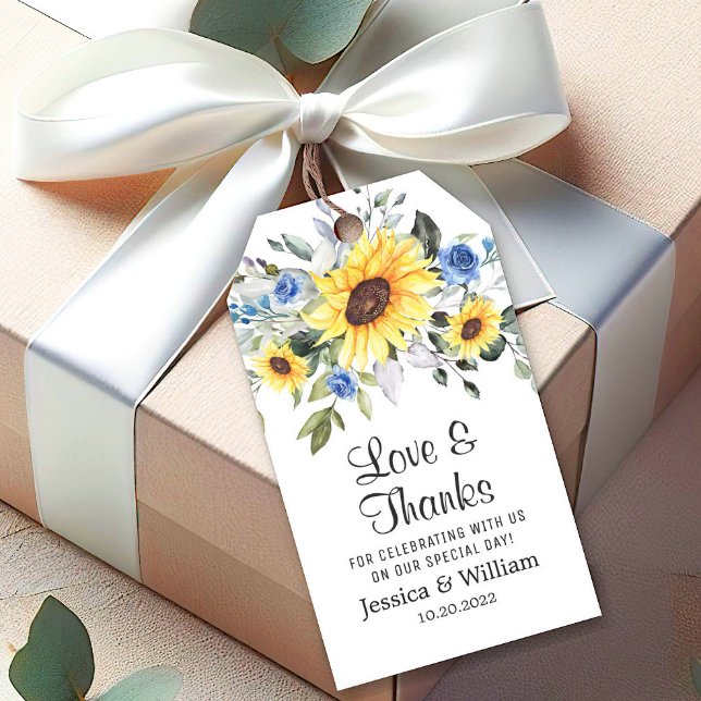 Elegant Eucalyptus Sunflowers Favor Thank You Gift Tags (Creator Uploaded)