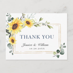 Elegant Eucalyptus Sunflowers Floral Thank You Postcard