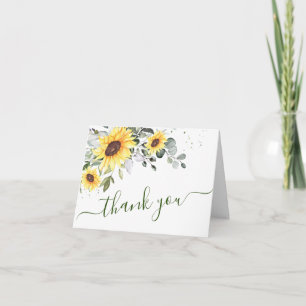 Elegant Eucalyptus Sunflowers Greenery Letterpress Thank You Card
