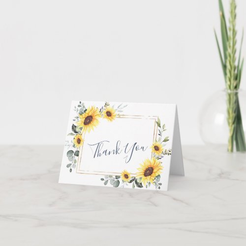 Elegant Eucalyptus Sunflowers Greenery Thank You Card