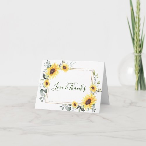 Elegant Eucalyptus Sunflowers Greenery Thank You Card