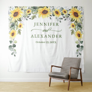 Elegant Eucalyptus Sunflowers Photo Backdrop