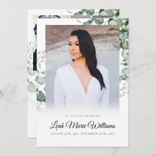 Elegant Eucalyptus Sympathy Funeral Thank You Card