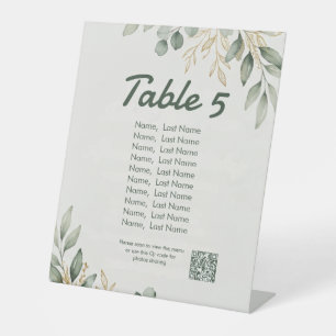 Elegant Eucalyptus Table Number Pedestal Sign