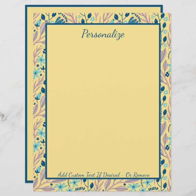 Elegant Eucalyptus Teal Foliage Khaki Stationery (Front/Back)