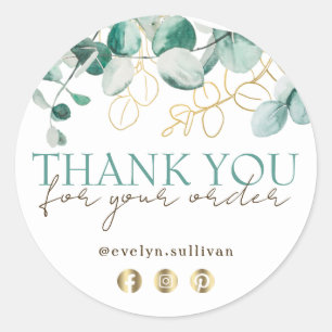 Elegant eucalyptus thank you sticker
