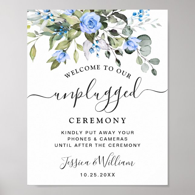 Elegant Eucalyptus Unplugged Wedding Ceremony Poster (Front)
