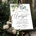 Elegant Eucalyptus Unplugged Wedding Ceremony Poster at Zazzle