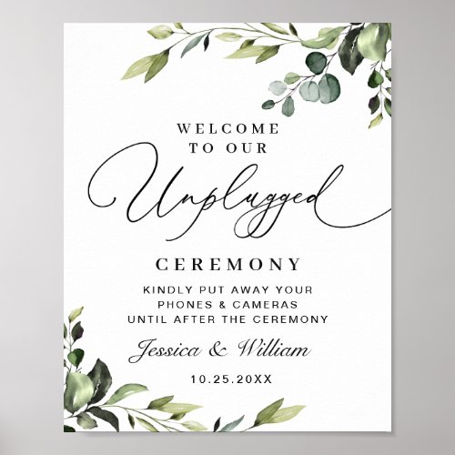 Elegant Eucalyptus Unplugged Wedding Ceremony Poster