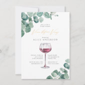 Elegant Eucalyptus Vino Before Vows Bridal Shower  Invitation (Front)