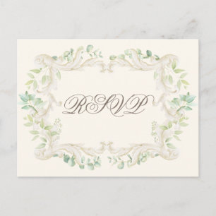 Elegant Eucalyptus Vintage Rustic Frame Wedding Postcard