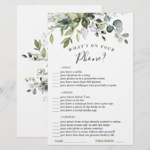 Elegant Eucalyptus Watercolor Bridal Shower Game