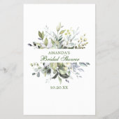 Elegant Eucalyptus Watercolor Bridal Shower Game (Back)