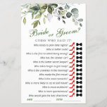 Elegant Eucalyptus Watercolor Bridal Shower Game<br><div class="desc">Enjoy your bridal shower with these funny games.
Personalize with the bride to be's name and date of shower. 
If you need help,  contact me please.</div>