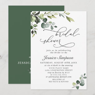 Elegant Eucalyptus Watercolor Bridal Shower Invitation