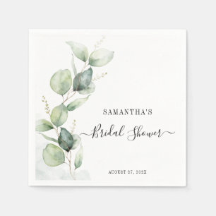 Elegant Eucalyptus Watercolor Bridal Shower Paper Napkins
