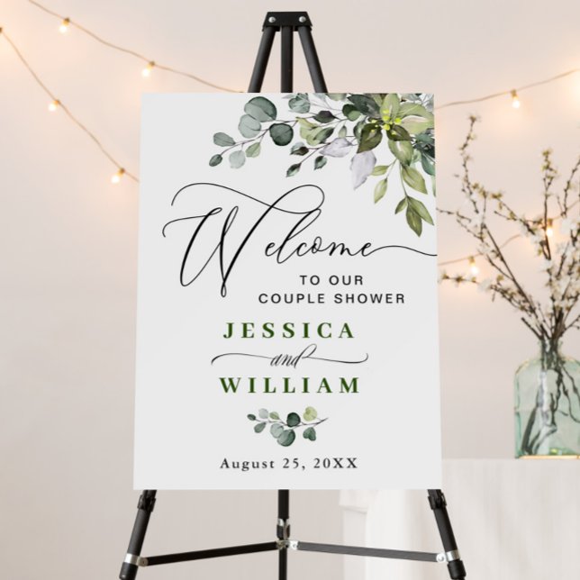 Elegant Eucalyptus Watercolor COUPLE SHOWER Foam Board (Creator Uploaded)