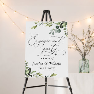Elegant Eucalyptus Watercolor ENGAGEMENT PARTY Foam Board