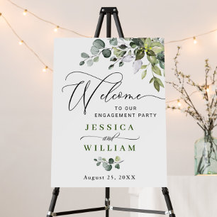 Elegant Eucalyptus Watercolor ENGAGEMENT PARTY Foam Board