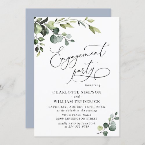 Elegant Eucalyptus Watercolor ENGAGEMENT PARTY Invitation