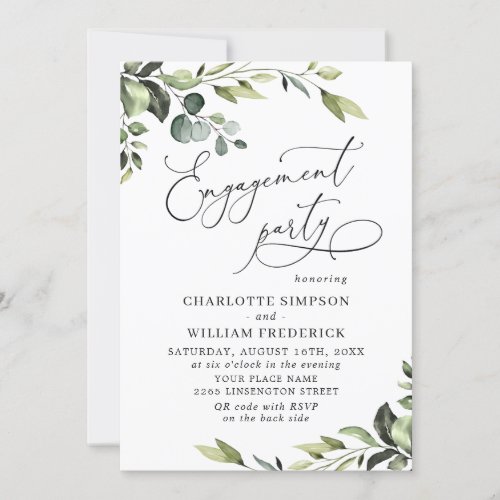 Elegant Eucalyptus Watercolor ENGAGEMENT PARTY Invitation