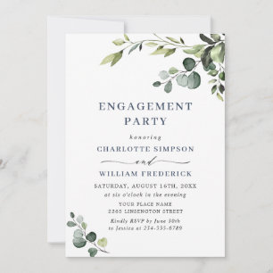 Elegant Eucalyptus Watercolor ENGAGEMENT PARTY Invitation