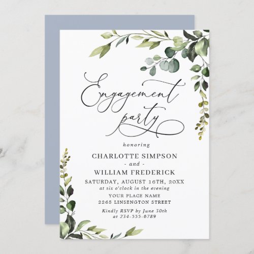 Elegant Eucalyptus Watercolor ENGAGEMENT PARTY Invitation