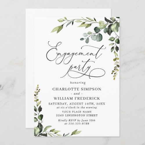 Elegant Eucalyptus Watercolor ENGAGEMENT PARTY Invitation