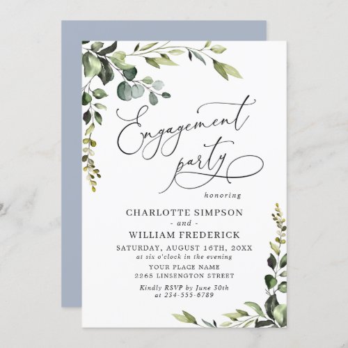 Elegant Eucalyptus Watercolor ENGAGEMENT PARTY Invitation