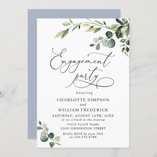 Elegant Eucalyptus Watercolor ENGAGEMENT PARTY Invitation