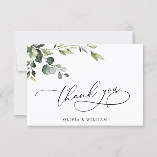 Elegant Eucalyptus Watercolor Floral QR Thank You Card