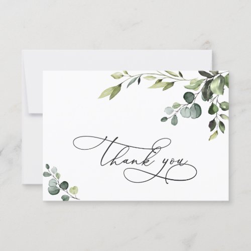Elegant Eucalyptus Watercolor Floral Thank You Card