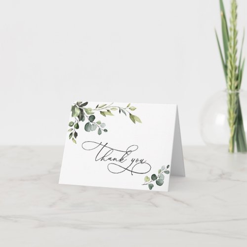 Elegant Eucalyptus Watercolor Floral Thank You Card