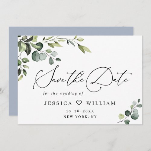 Elegant Eucalyptus Watercolor Floral Wedding Save The Date