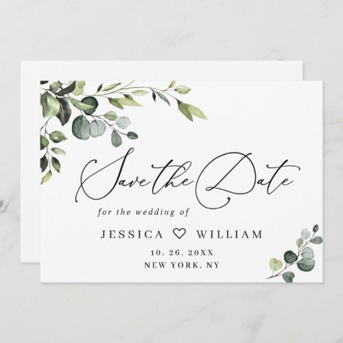 Elegant Eucalyptus Watercolor Floral Wedding Save The Date