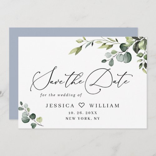 Elegant Eucalyptus Watercolor Floral Wedding Save The Date