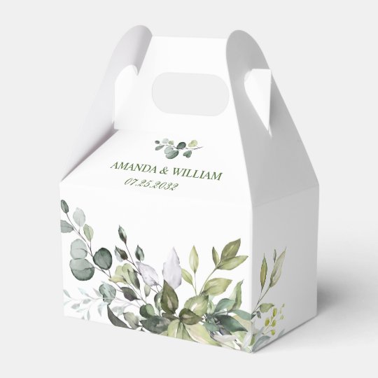 Elegant Eucalyptus Watercolor Greenery Wedding Favor Box