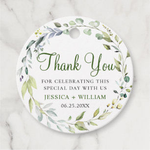 Elegant Eucalyptus Watercolor Greenery Wedding Favor Tags
