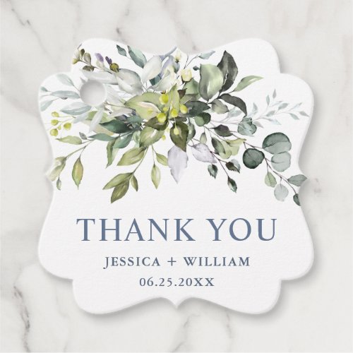 Elegant Eucalyptus Watercolor Greenery Wedding Favor Tags